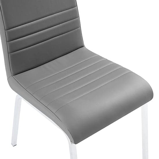 Dortmund Grey Faux Leather Dining Chairs With Chrome Legs In Pair