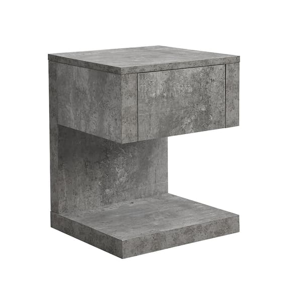 Dothan Wooden Bedside Cabinet With 1 Drawer In Concrete Effect