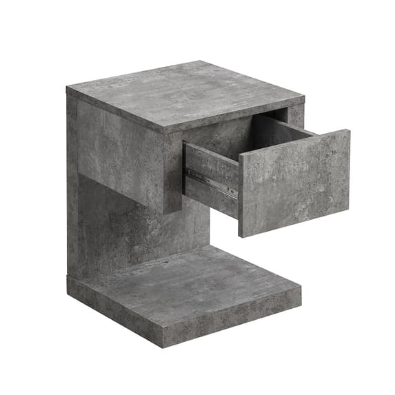 Dothan Wooden Bedside Cabinet With 1 Drawer In Concrete Effect