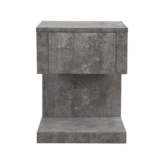 Dothan Wooden Bedside Cabinet With 1 Drawer In Concrete Effect