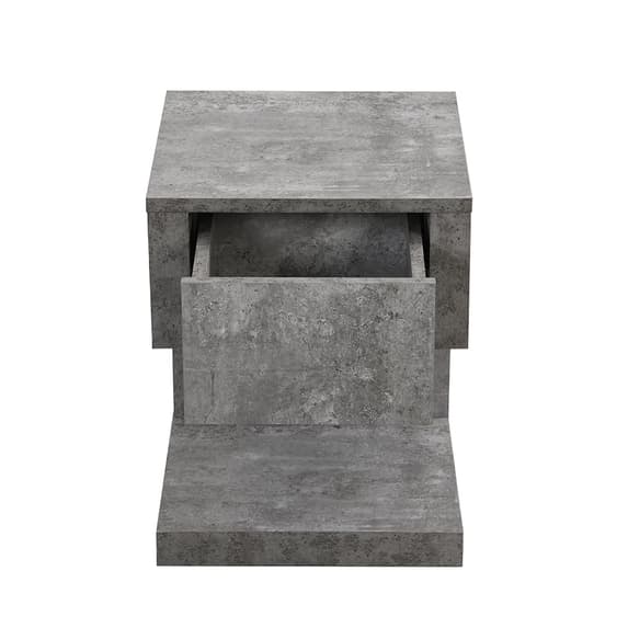 Dothan Wooden Bedside Cabinet With 1 Drawer In Concrete Effect