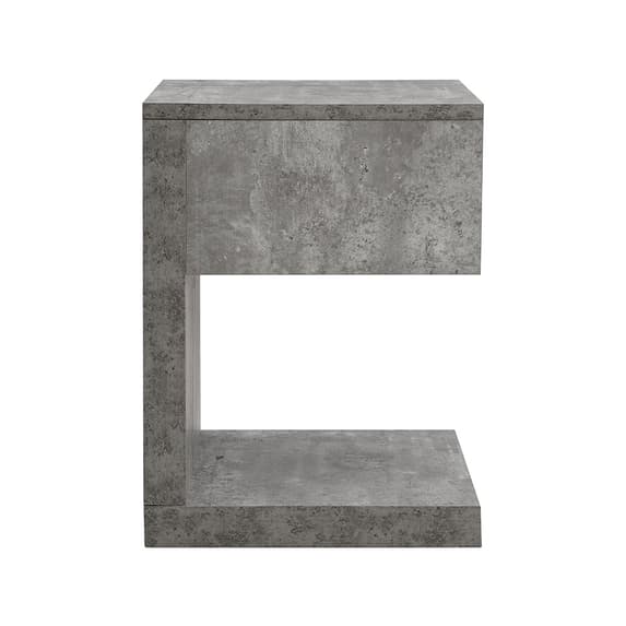 Dothan Wooden Bedside Cabinet With 1 Drawer In Concrete Effect