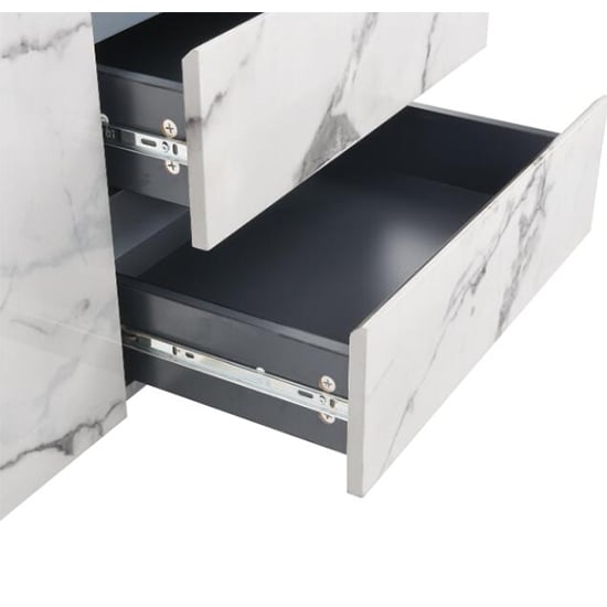 Swazi Diva Marble Effect Gloss Sideboard And 1 Door 3 Drawer In Grey