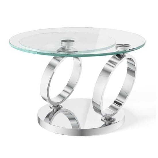 Dunkrik Magic Ring Swivel Glass Coffee Table With Steel Base
