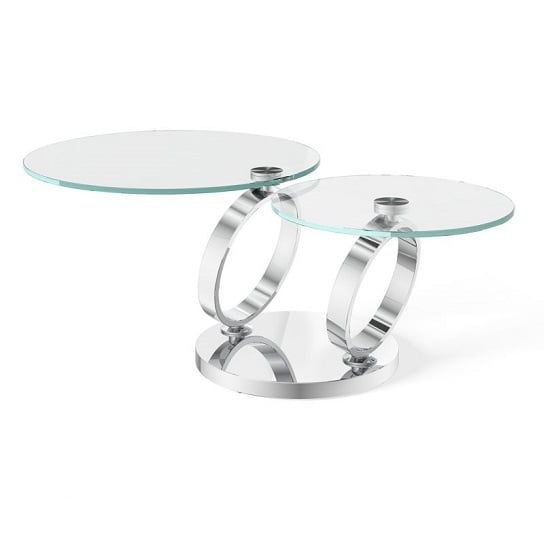Dunkrik Magic Ring Swivel Glass Coffee Table With Steel Base