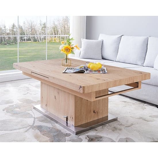 Eldon Convertible Sonoma Oak Dining Table 6 Versilia White Chairs