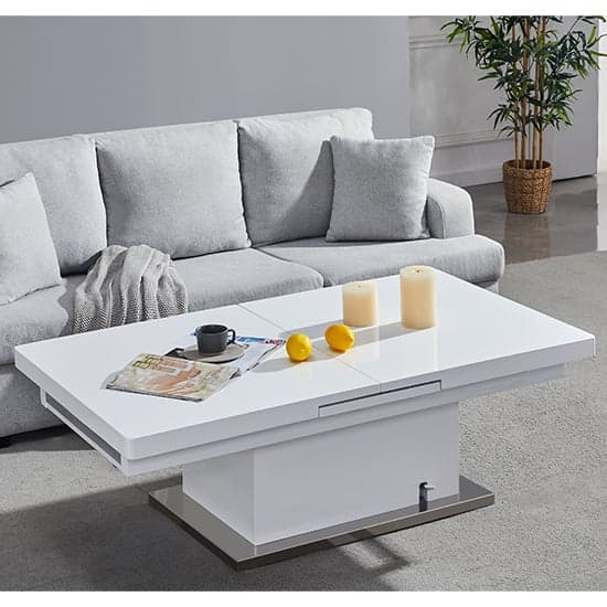 Eldon Convertible White Gloss Dining Table 6 Versilia Black Chairs