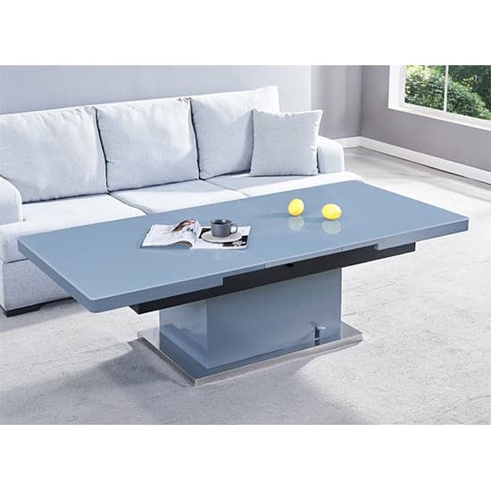 Eldon Extending Glass Top Gloss Coffee To Dining Table In Grey