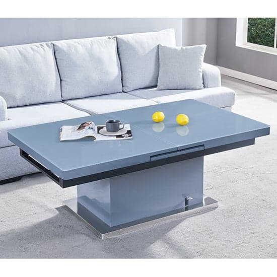 Eldon Extending Glass Top Gloss Coffee To Dining Table In Grey