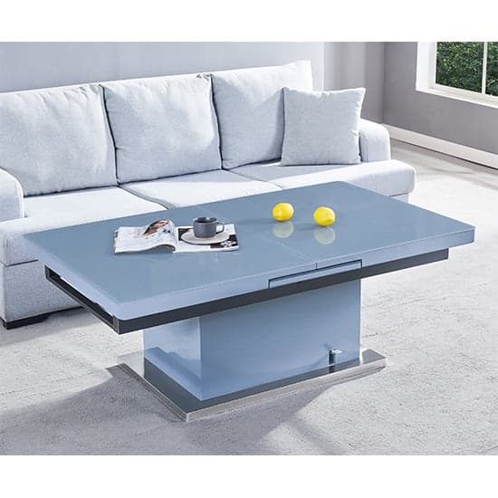 Eldon Extending Glass Top Gloss Coffee To Dining Table In Grey