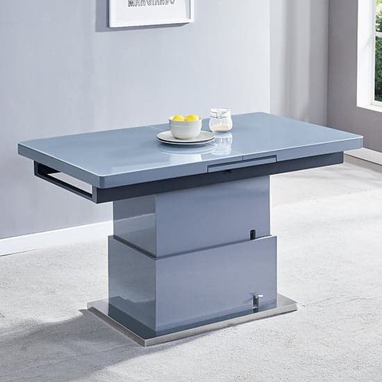 Eldon Extending Glass Top Gloss Coffee To Dining Table In Grey