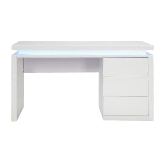 Emmett High Gloss Computer Desk In White With LED Lighting