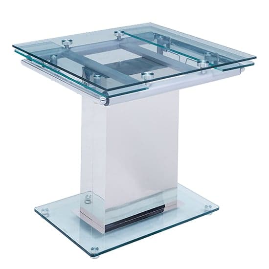 Ennis Extending Clear Glass Dining Table With Chrome Base