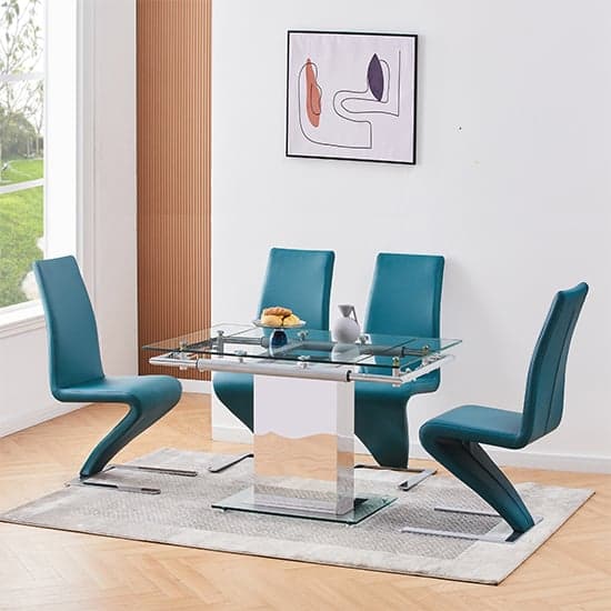 Ennis Extending Clear Glass Dining Table With Chrome Base