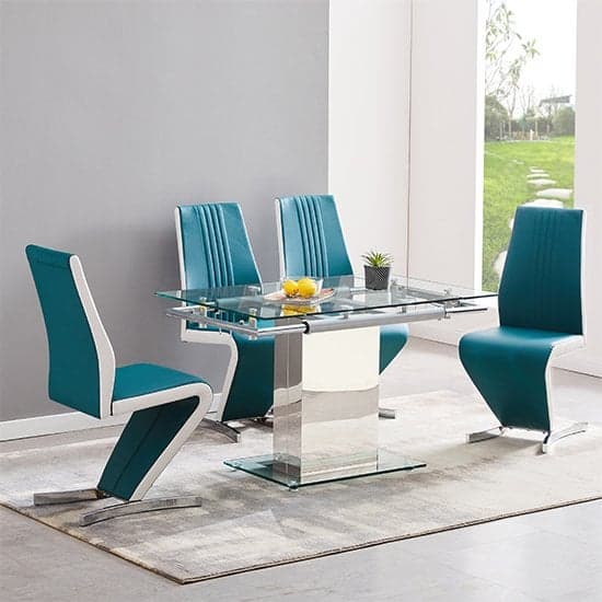 Ennis Extending Clear Glass Dining Table With Chrome Base