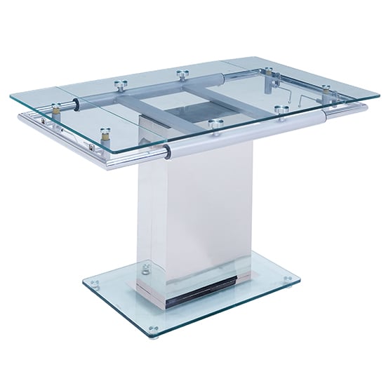 Ennis Extending Clear Glass Dining Table With Chrome Base