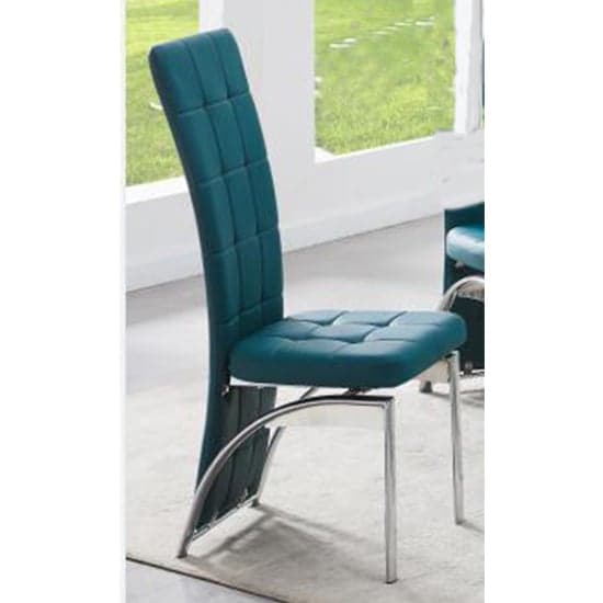 Ennis Extending Glass Dining Table With 4 Riverton Teal Chairs