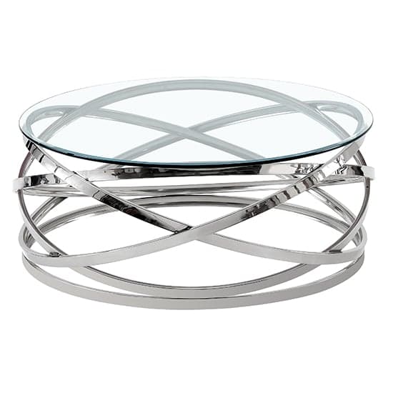 Enoch Round Clear Glass Coffee Table With Silver Base