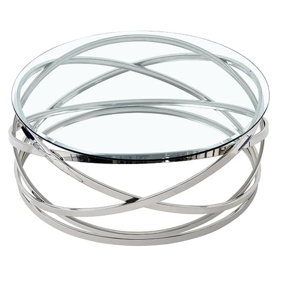 Enoch Round Clear Glass Coffee Table With Silver Base