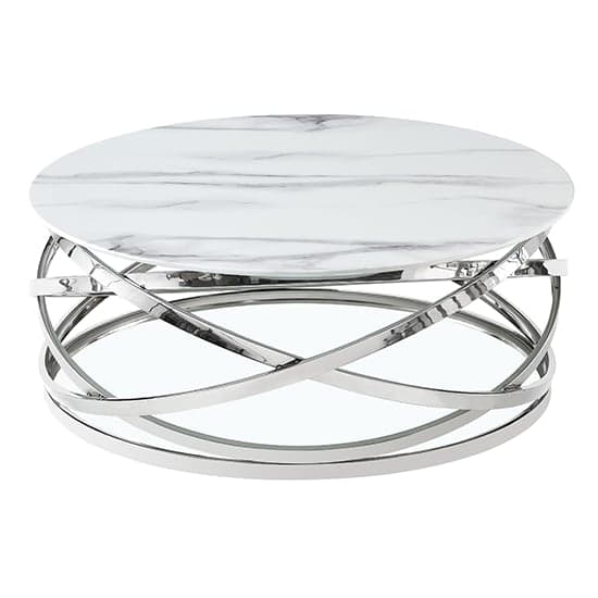 Enoch Round Glass Coffee Table In Diva Marble Effect