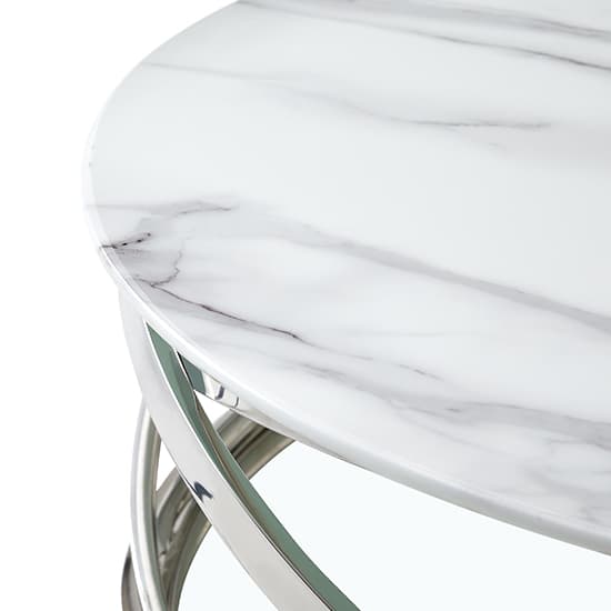 Enoch Round Glass Coffee Table In Diva Marble Effect