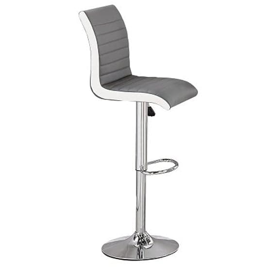 Fernier White High Gloss Bar Table With 2 Riga Grey White Stools