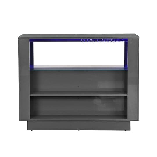 Fernier High Gloss Bar Table Unit In Grey With LED Lighting