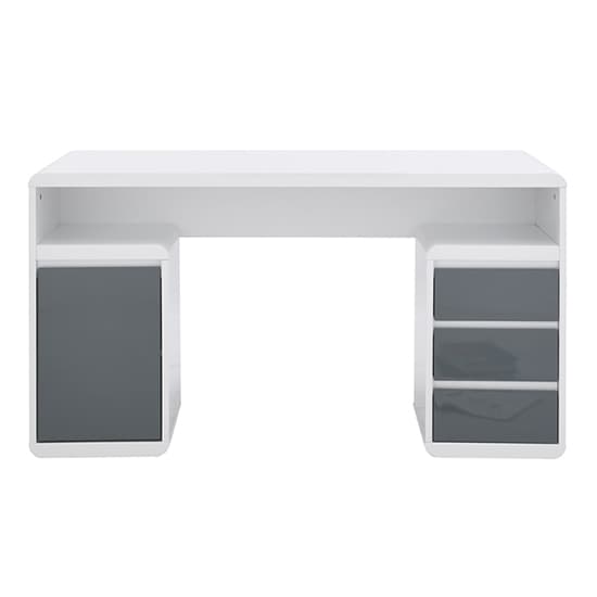 Florence High Gloss Computer Desk In White And Grey