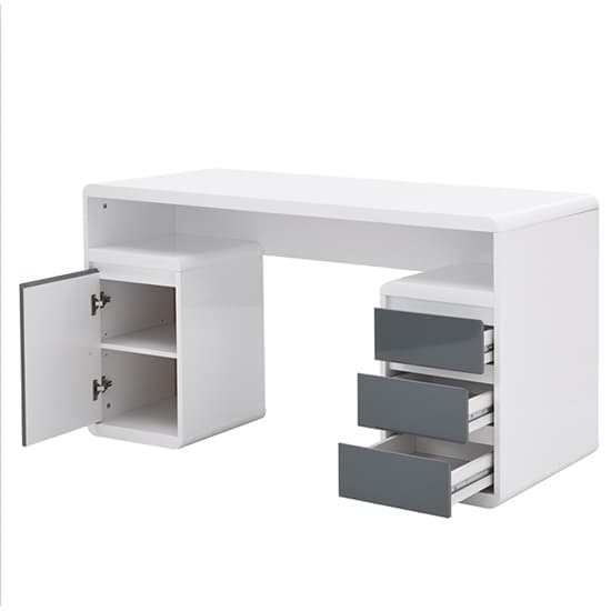 Florence High Gloss Computer Desk In White And Grey