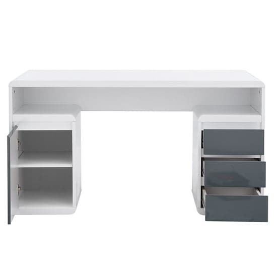 Florence High Gloss Computer Desk In White And Grey