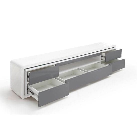 Fraser High Gloss TV Stand In White And Grey With LED