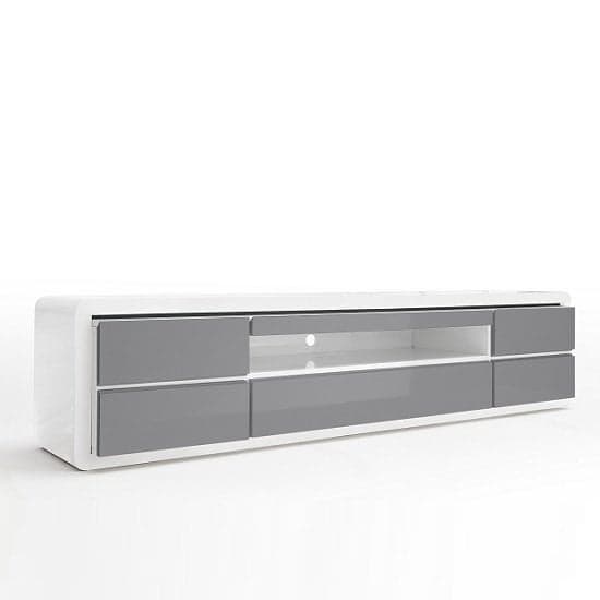 Fraser High Gloss TV Stand In White And Grey With LED