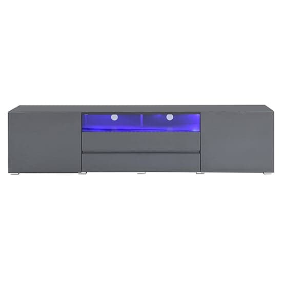 Gilberton Wide High Gloss TV Stand In Grey With LED Lighting