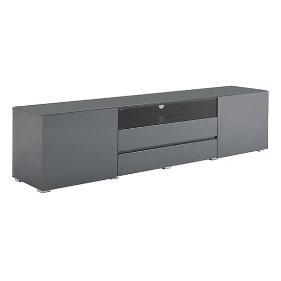 Gilberton Wide High Gloss TV Stand In Grey With LED Lighting