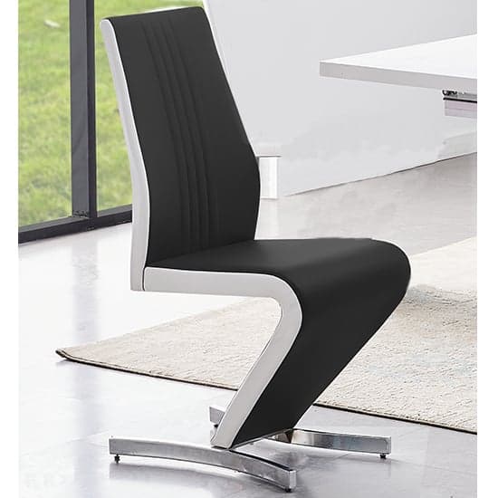 Girona Faux Leather Dining Chair In Black And White