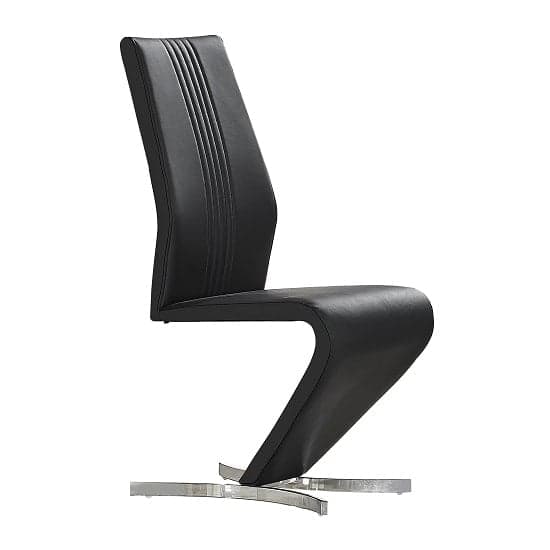 Girona Faux Leather Dining Chair In Black With Chrome Base