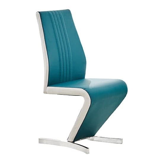 Girona Faux Leather Dining Chair In Teal And White