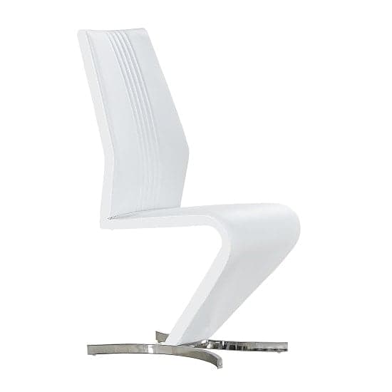 Girona Faux Leather Dining Chair In White With Chrome Base