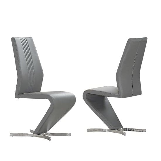 Girona Grey Faux Leather Dining Chairs In A Pair