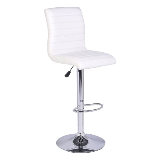 Glassboro White High Gloss Bar Table With 4 Rifle White Stools