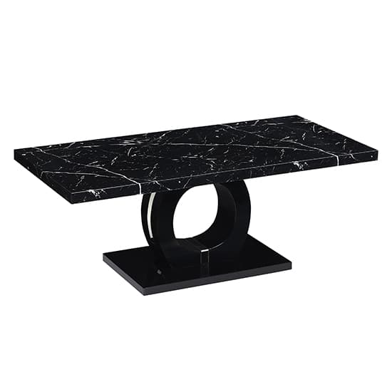 Halifax High Gloss Coffee Table In Black And Milano Marble Effect