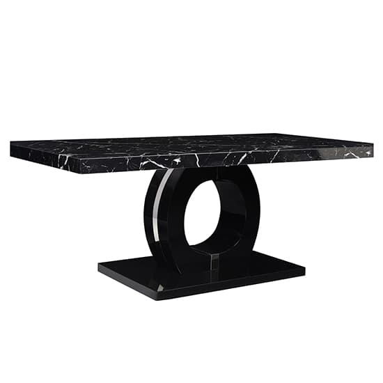 Halifax High Gloss Coffee Table In Black And Milano Marble Effect