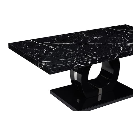 Halifax High Gloss Coffee Table In Black And Milano Marble Effect