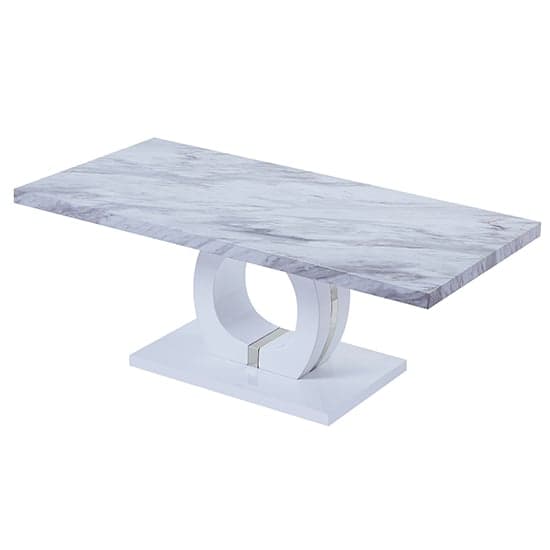 Halifax High Gloss Coffee Table In Magnesia Marble Effect