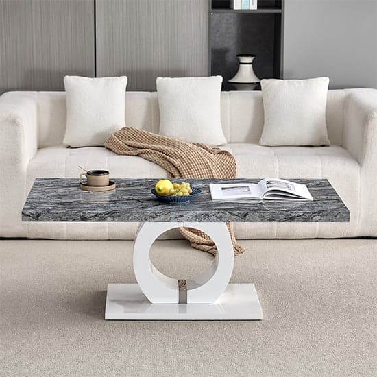 Halifax High Gloss Coffee Table In Melange Marble Effect