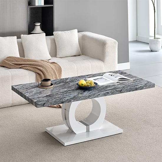 Halifax High Gloss Coffee Table In Melange Marble Effect