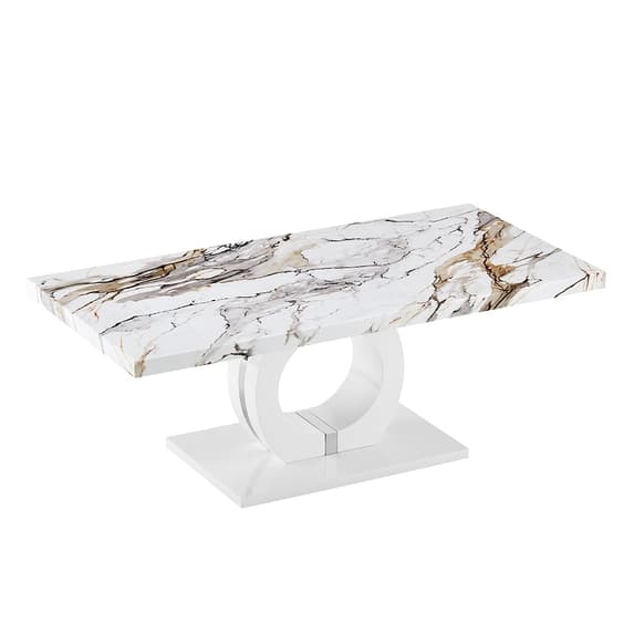 Halifax High Gloss Coffee Table In White And Milo Marble Effect