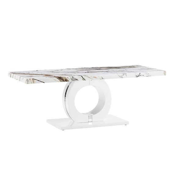 Halifax High Gloss Coffee Table In White And Milo Marble Effect