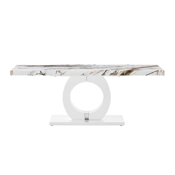 Halifax High Gloss Coffee Table In White And Milo Marble Effect