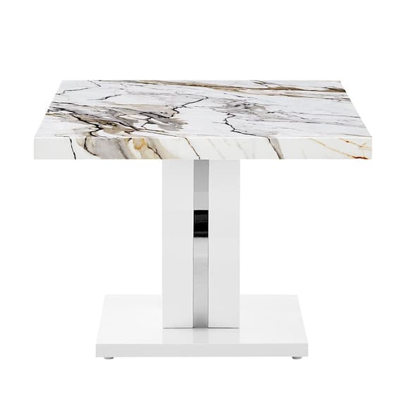 Halifax High Gloss Coffee Table In White And Milo Marble Effect